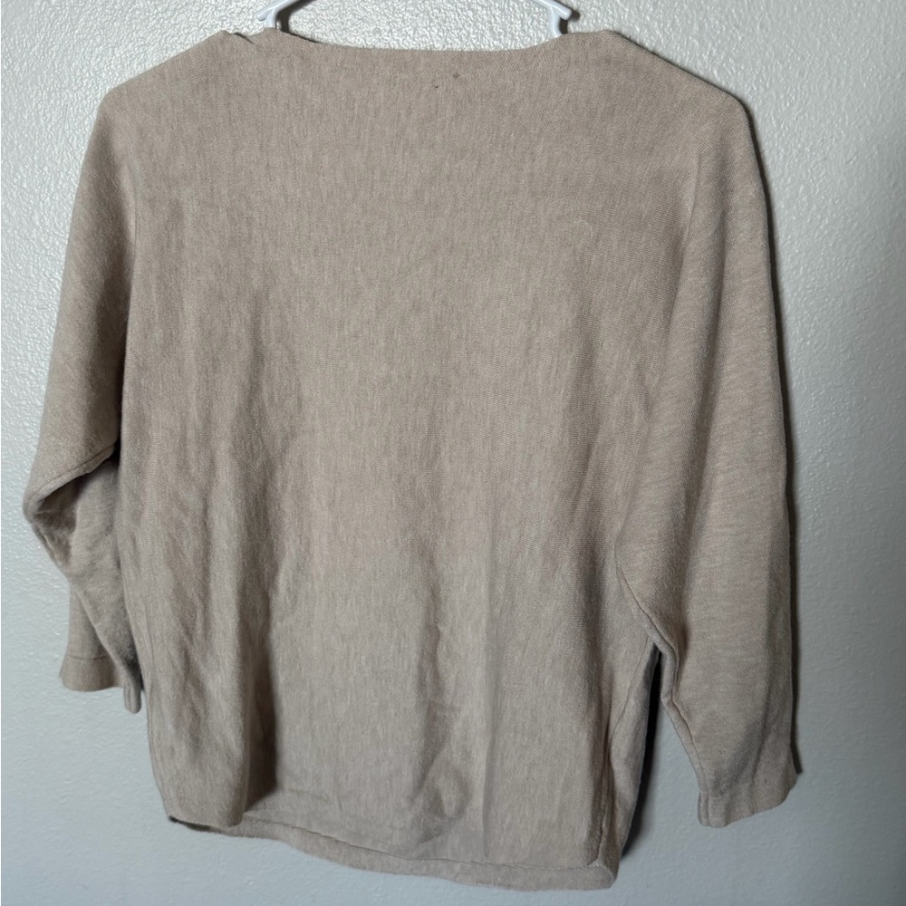 Beige Knit Sweater with Black Embroidered Beaded Detailing Women’s Size XS - Picture 6 of 6